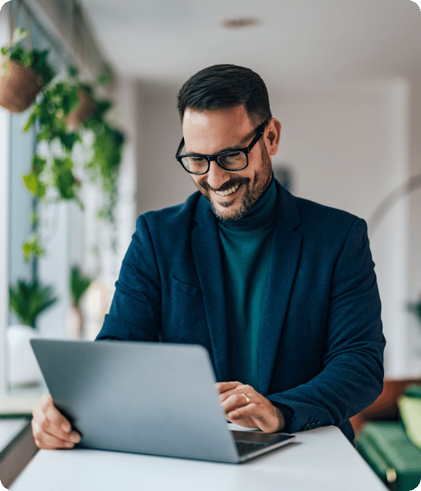 PPC Page - Sports Industry - Process Section - Business man with laptop square photo