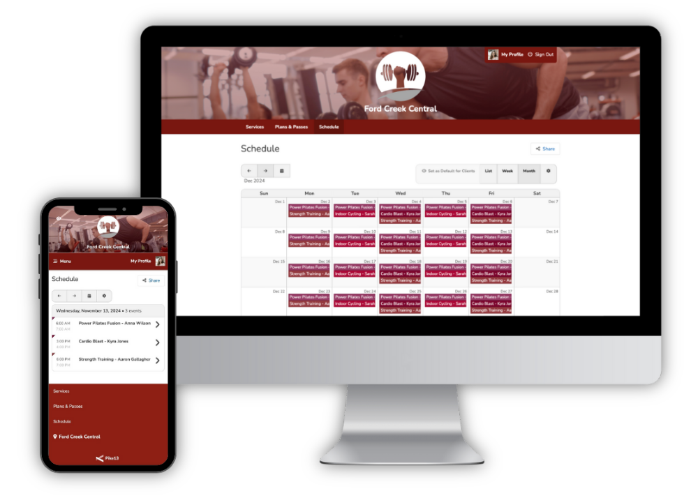 2025 - Features Page - Mockup - Laptop and Phone - Gym Fitness - With Shadow