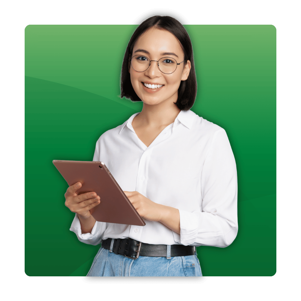 Kids Features Page - Feature Section Graphic with Green Gradient BG - Kiosk App Tablet