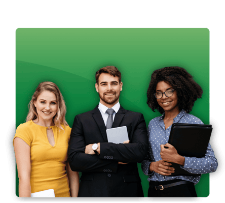 Features Page - Scheduling - Green Gradient BG - people group person notes professionals