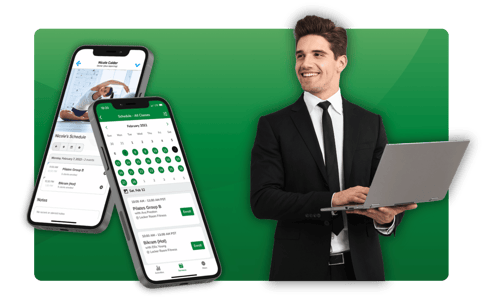 Home Page - Major Features Section - See More Features - Human Graphic with Mockup - Wide Version
