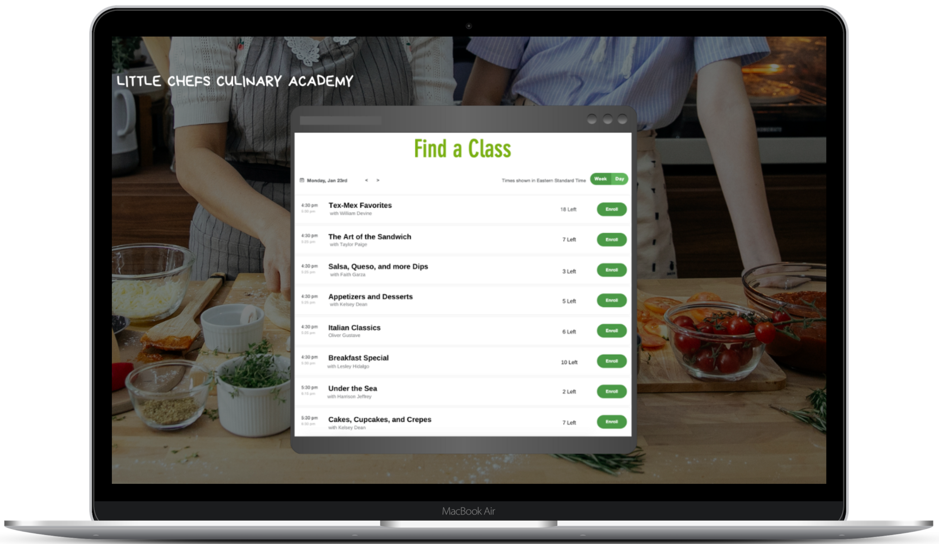 cooking class sample widget