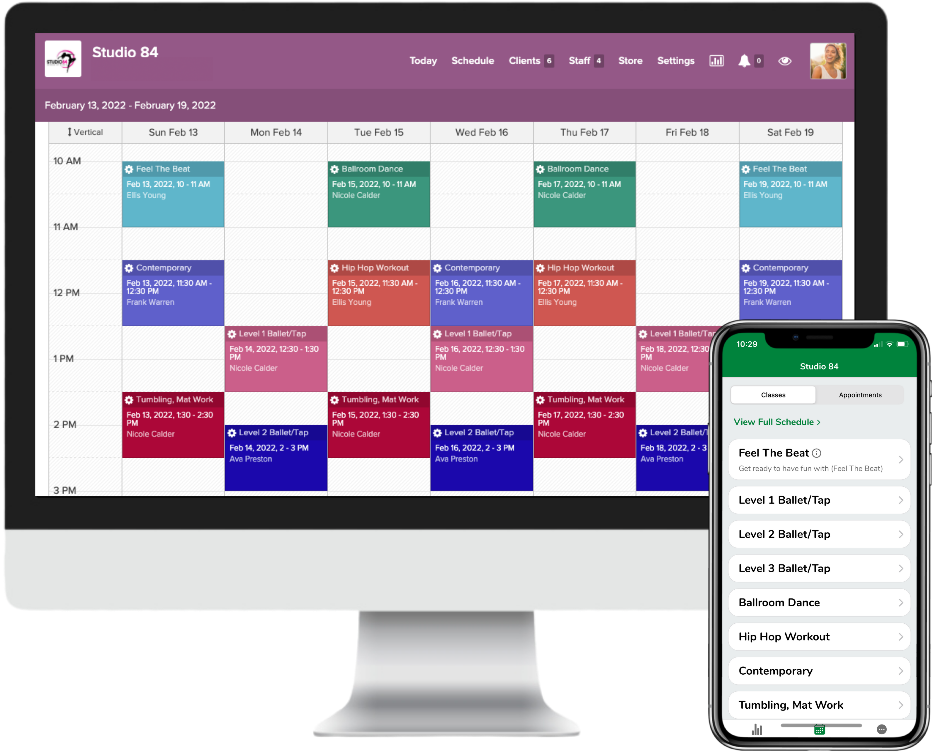 dance scheduling client app desktop