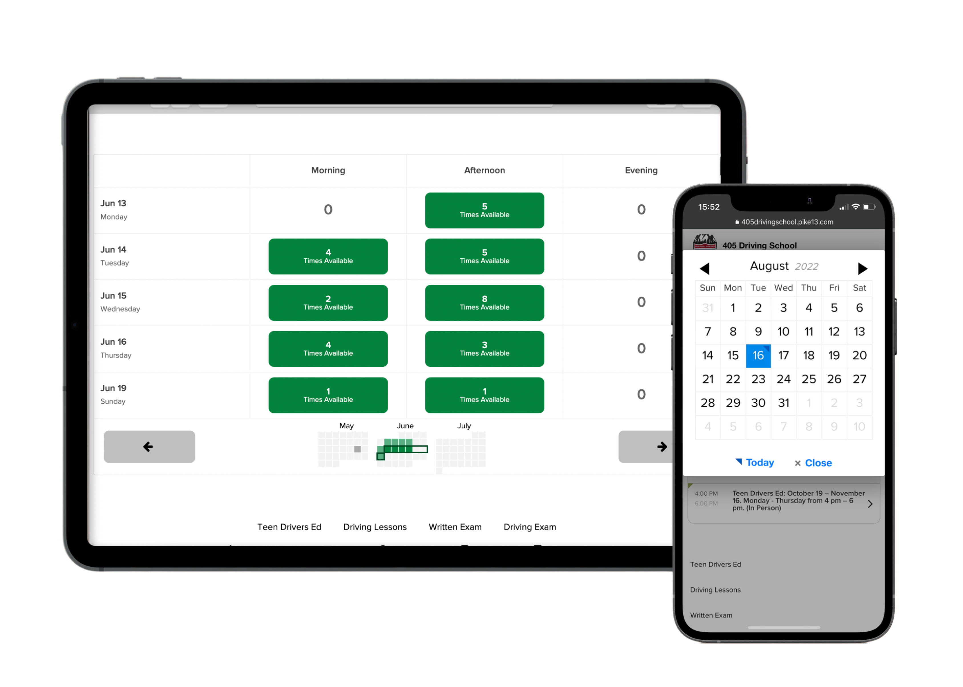 scheduling widget + app view